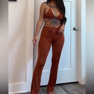 Rust Halter 2 piece pant set